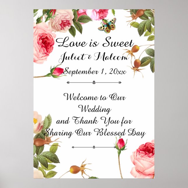 PixDezines Vintage Roses/Reception Poster (Front)