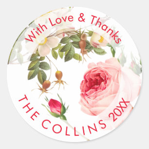 PixDezines Vintage Roses Thank You Stickers