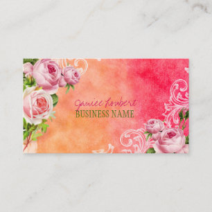 PixDezines vintage roses/watercolor Business Card