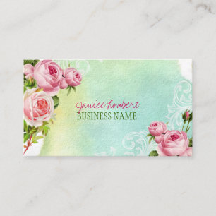 PixDezines vintage roses/watercolor Business Card