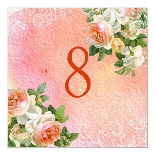 PixDezines vintage roses/watercolor/table numbers Card