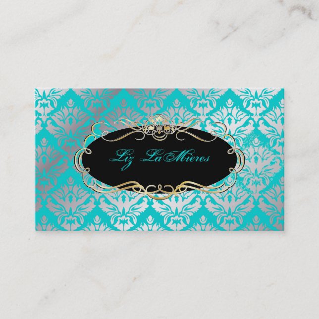 PixDezines vintage sabine damask Business Card (Front)