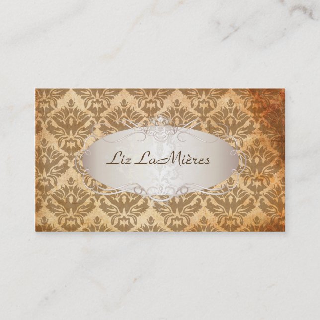 PixDezines vintage sabine damask Business Card (Front)