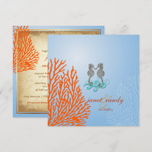 PixDezines VINTAGE SEAHORSES+CORAL Invitation
