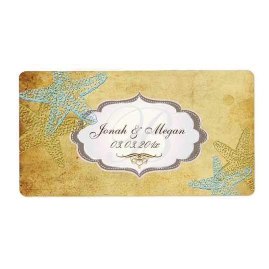 PixDezines vintage starfish+4 label choices Shipping Label