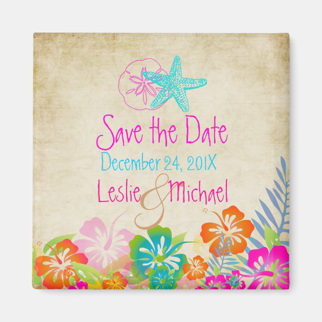 PixDezines Vintage starfish, Save the Date Magnet (Front)