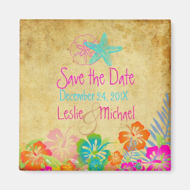 PixDezines Vintage starfish, Save the Date Magnet (Front)