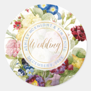 PixDezines VINTAGE STILL LIFE FLORAL ARRANGMENT Classic Round Sticker