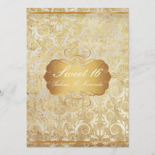 PixDezines vintage sweet 16/princess/damask Invitation