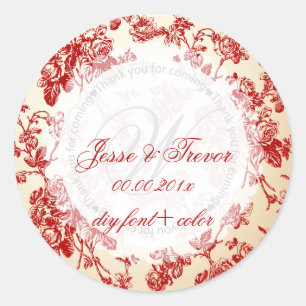 PixDezines vintage toile/red Classic Round Sticker