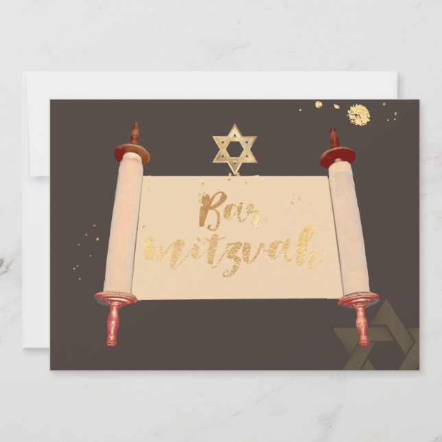 PixDezines vintage torah scroll bar mitzvah Invitation (Front)