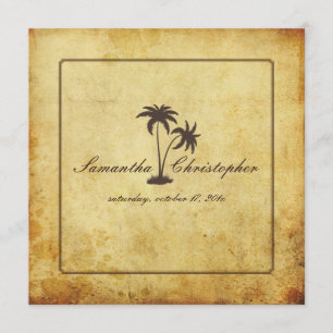 PixDezines Vintage Twin Palms, Bahama Style Invitation