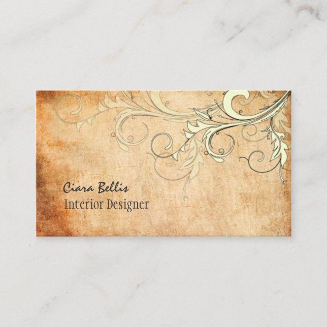 PixDEzines Vintage Vanilla Swirls Business Card (Front)