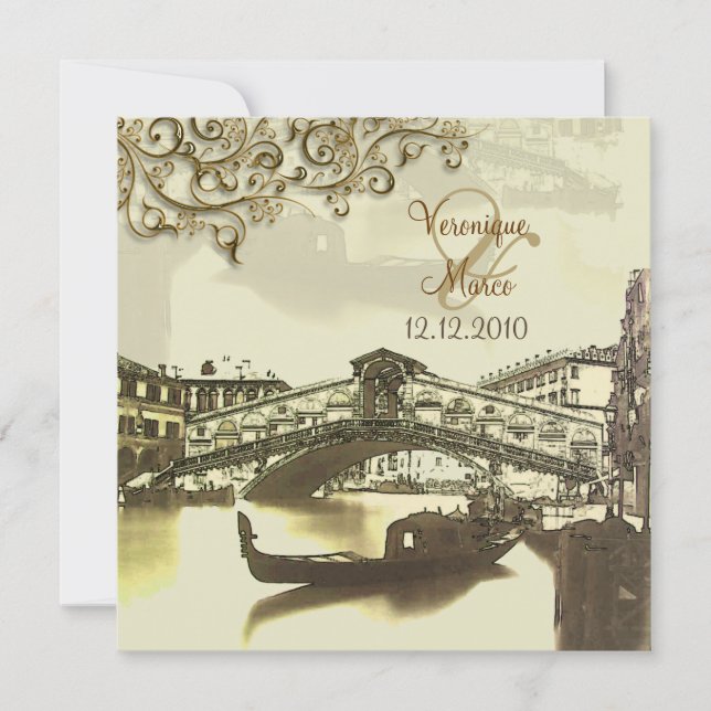 PixDezines Vintage Venezia+Rialto Bridge Invitation (Front)