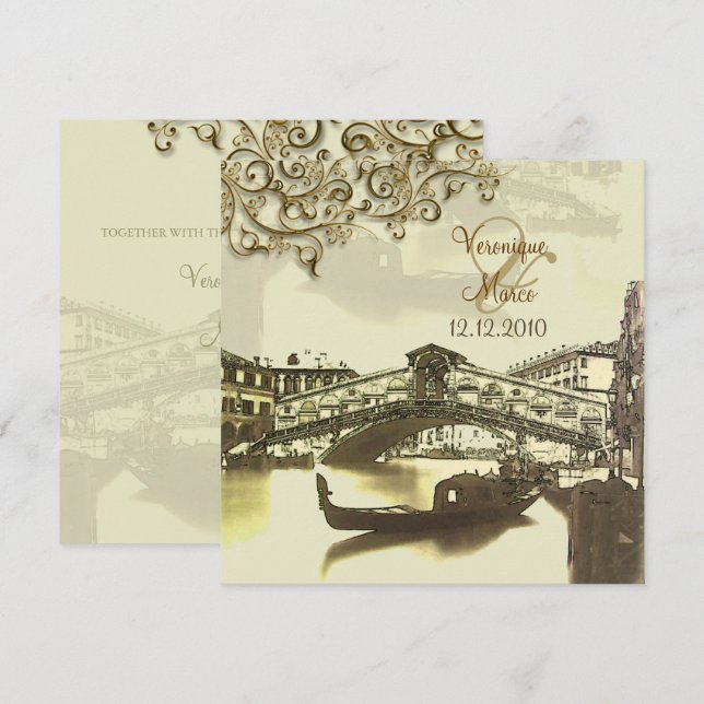PixDezines Vintage Venezia+Rialto Bridge Invitation (Front/Back)