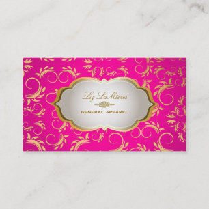 PixDezines vintage versailles damask/hot pink/gold Business Card