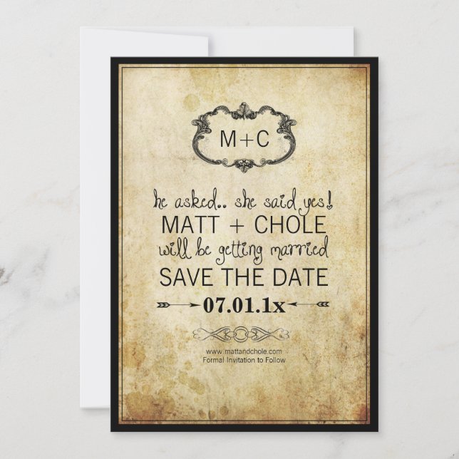 PixDezines vintage vines+baroque frame Save The Date (Front)
