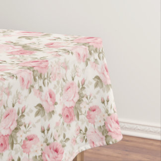 PixDezines Vintage Watercolor Roses Blush Pink  Tablecloth