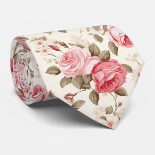 PixDezines Vintage Watercolor Roses Blush Pink Tie