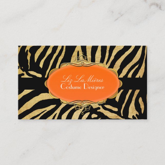 PixDezines Vintage zebra Business Card (Front)