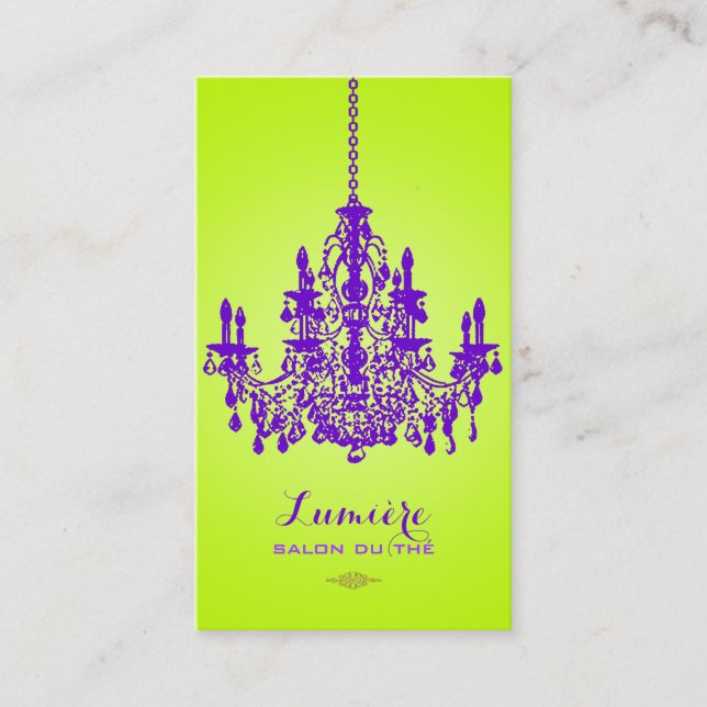 PixDezines violet crystal chandelier/DIY colour Business Card (Front)