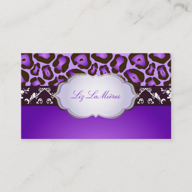 PixDezines violet jaguar/DIY background colour Business Card (Front)