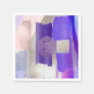 PixDezines Violet Purple Colour Block Wedding Napkin