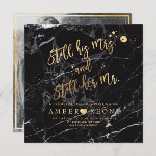 PixDezines Vow Renewal/Faux Gold/Black Marble Invitation