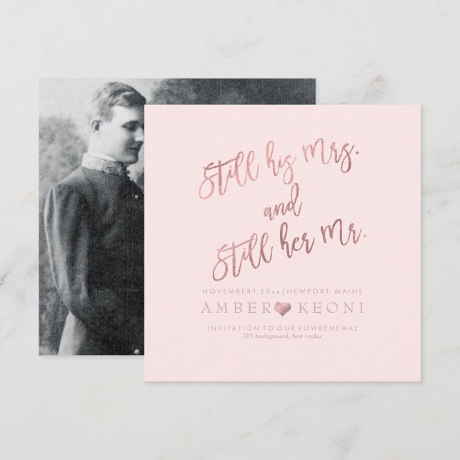 PixDezines Vow Renewal/Faux Rose Gold/DIY bckgrnd Invitation (Front/Back)