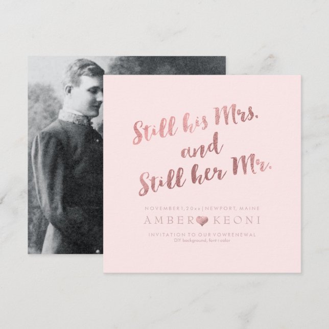 PixDezines Vow Renewal/Faux Rose Gold/DIY bckgrnd Invitation (Front/Back)