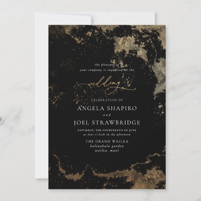 PixDezines Watercolor Abstract Faux Gold Invitation (Front)