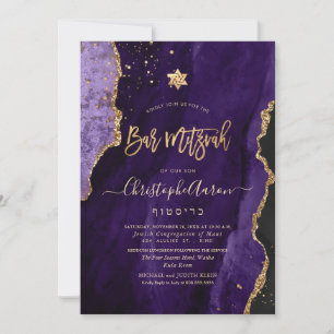 PixDezines Watercolor Agate, Purple Gold Invitation