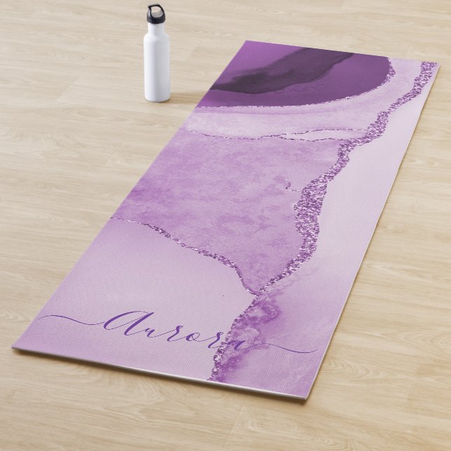 PixDezines Watercolor Agate, Purple Yoga Mat (In Situ)