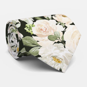 PixDezines Watercolor Alabaster Cream Roses Tie