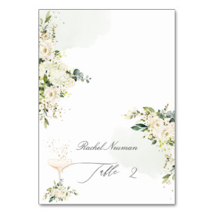 PixDezines Watercolor Alabaster Rose Tent  Table Number