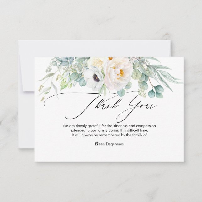 PixDezines Watercolor Anemone Peonies Bereavement  Invitation (Front)