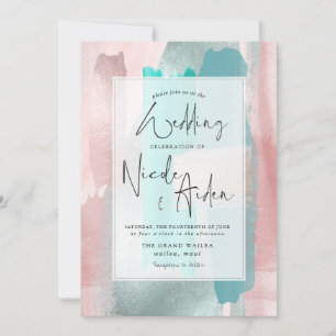 PixDezines Watercolor Aqua, Rose Gold Blush Invitation