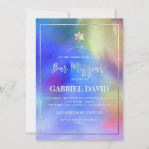 PixDezines Watercolor Bar Mitzvah Invitation