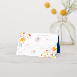 PixDezines Watercolor Bat Mitzvah, Midsummer Roses Place Card