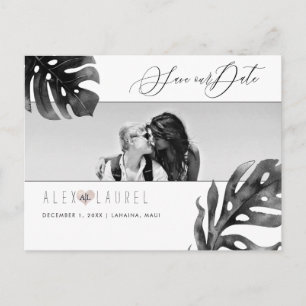 PixDezines Watercolor Black+White, Save the Date Postcard