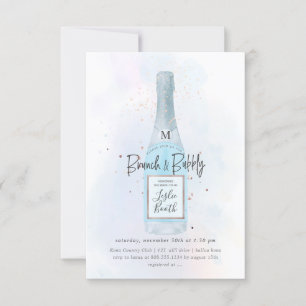 PixDezines Watercolor Blue Champagne Brunch Bubbly Invitation