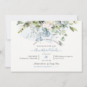 PixDezines Watercolor Blue Gum Eucalyptus Bridal Invitation