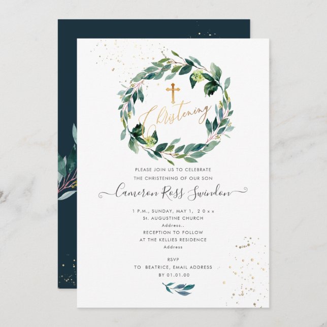 PixDezines Watercolor Blue Gum Eucalyptus Invitation (Front/Back)