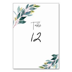 PixDezines Watercolor Blue Gum Eucalyptus Table Number