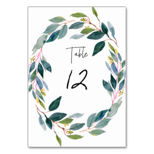 PixDezines Watercolor Blue Gum Eucalyptus Table Number
