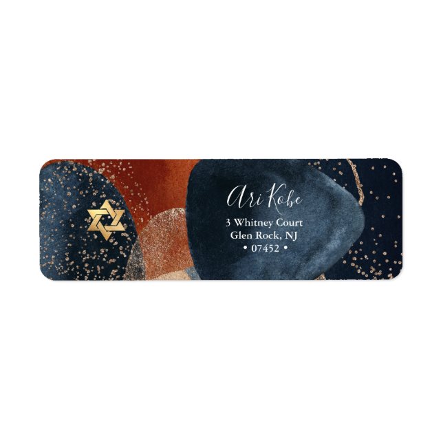 PixDezines Watercolor Blue Modern Abstract Label (Front)