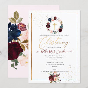 PixDezines Watercolor Blush+Burgundy Wreath Invitation