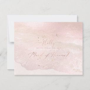 PixDezines Watercolor Blush Coastal Maid of Honour Invitation
