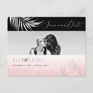 PixDezines Watercolor Blush Palm, Save the Date Postcard