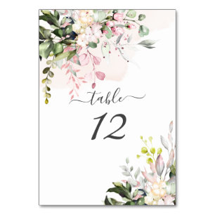 PixDezines Watercolor Blush Pink Gum Eucalyptus Table Number